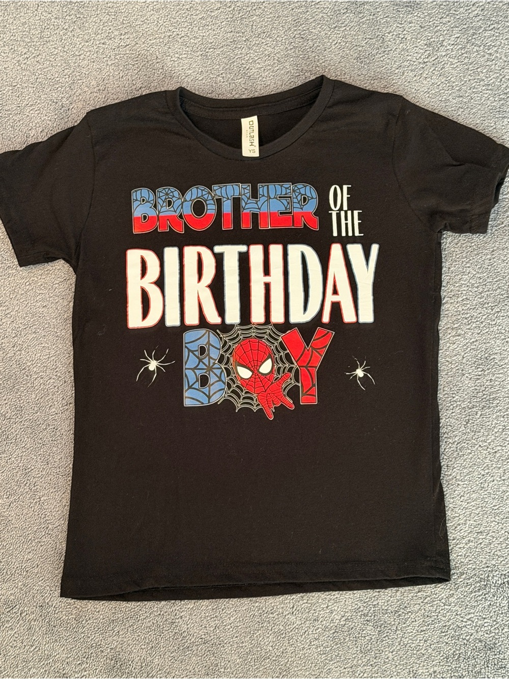 Brother of the birthday boy spiderman theme Tshirt Youth Small